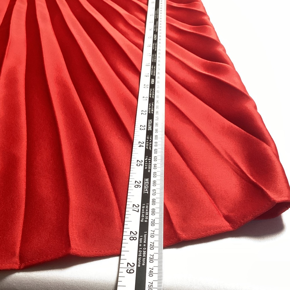 DKNY Red Pleated Asymmetrical Midi Skirt Women's Size 6 Cocktail Party Holiday - Picture 7 of 8